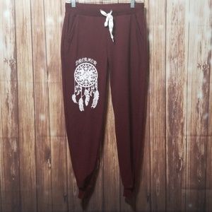 NWOT!  Maroon Dreamcatcher Joggger Pants Size S!